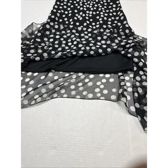 Vintage Y2K IN San Francisco Dress 11 Black Polka Dot Babydoll Asymmetrical - Picture 7 of 10